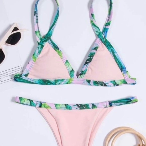 New! Clearance 🔥 Peach Tropical 2pc Bikini Set Swimsuit - Picture 4 of 6